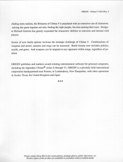 Ultima V Press Release Page 2