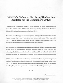 Ultima V Press Release Front