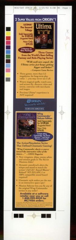 Ultima Trilogy 2/Wing Commander Deluxe Advert