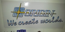 A 5 foot Origin logo